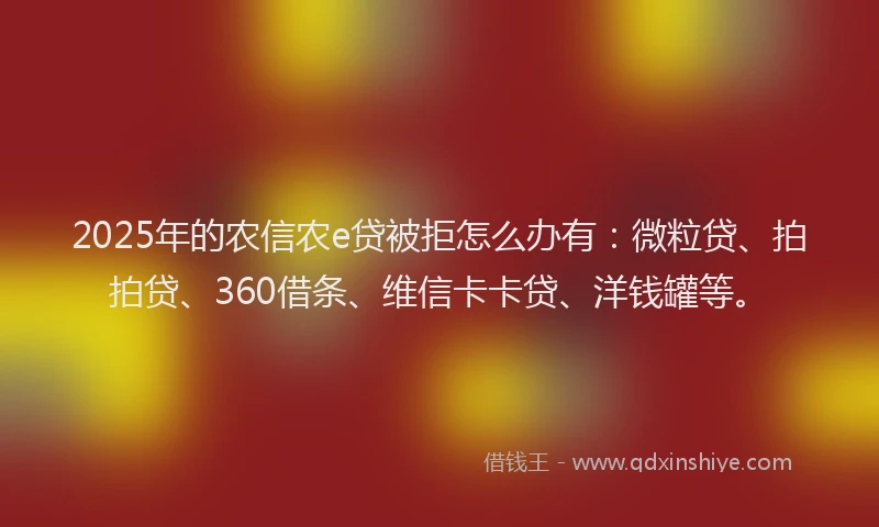 2025年的农信农e贷被拒怎么办有：微粒贷、拍拍贷、360借条、维信卡卡贷、洋钱罐等。