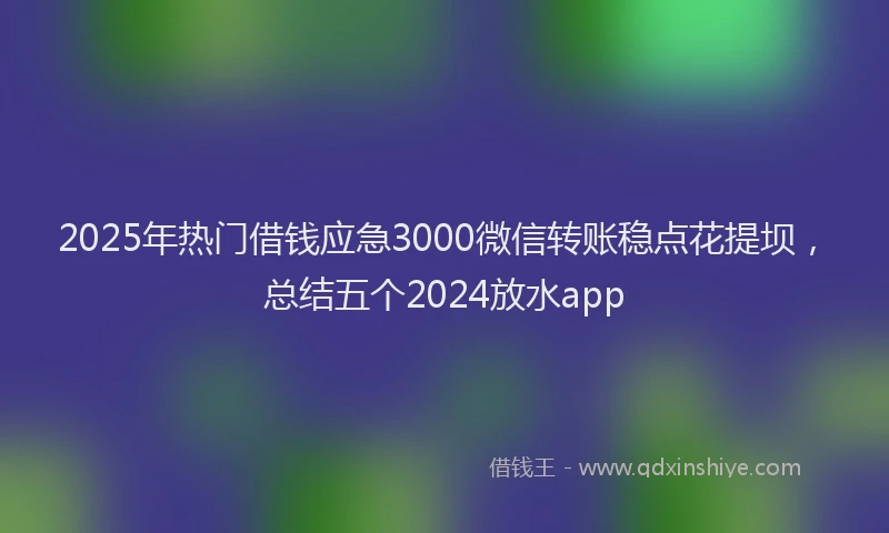2025年热门借钱应急3000微信转账稳点花提坝，总结五个2024放水app