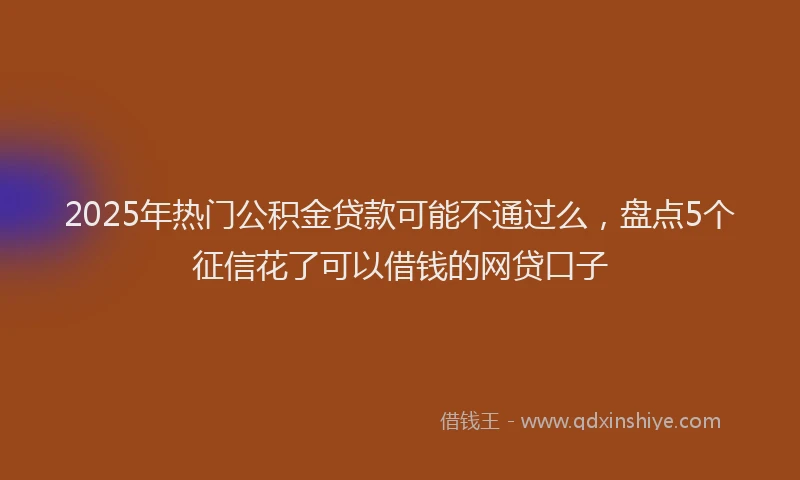 2025年热门公积金贷款可能不通过么，盘点5个征信花了可以借钱的网贷口子