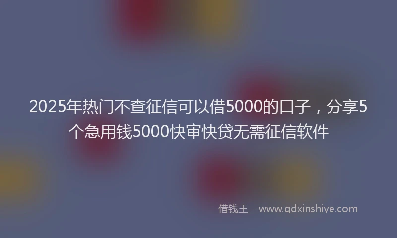 2025年热门不查征信可以借5000的口子，分享5个急用钱5000快审快贷无需征信软件