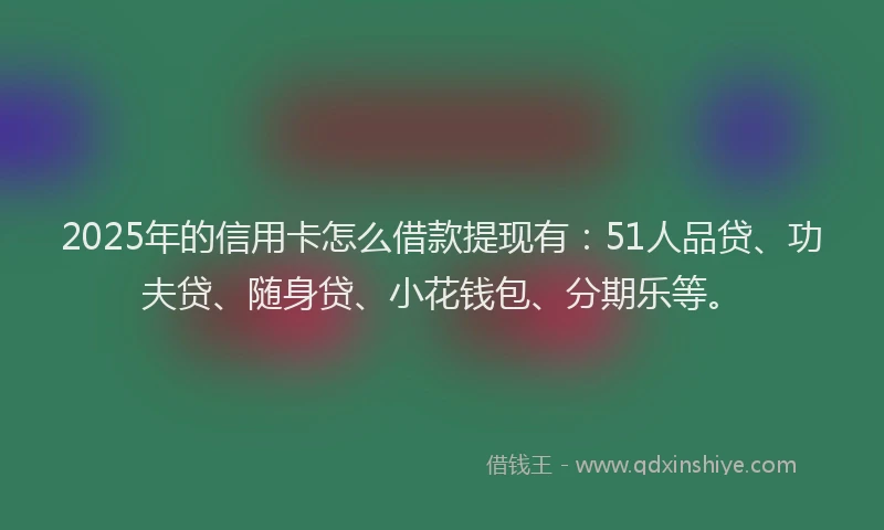 2025年的信用卡怎么借款提现有：51人品贷、功夫贷、随身贷、小花钱包、分期乐等。
