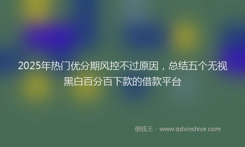 2025年热门优分期风控不过原因，总结五个无视黑白百分百下款的借款平台