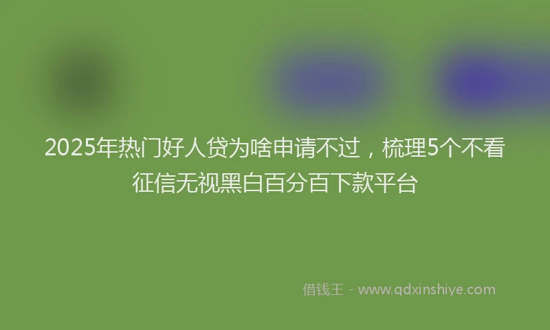 2025年热门好人贷为啥申请不过，梳理5个不看征信无视黑白百分百下款平台