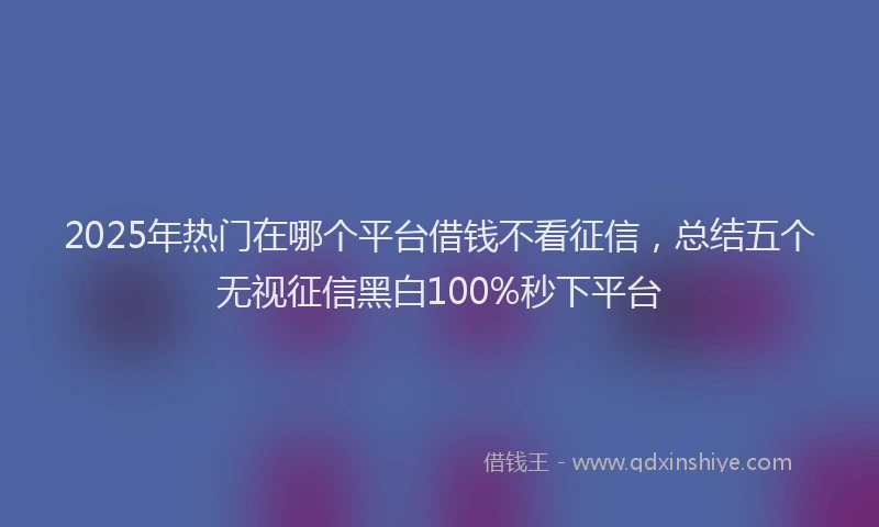 2025年热门在哪个平台借钱不看征信，总结五个无视征信黑白100%秒下平台