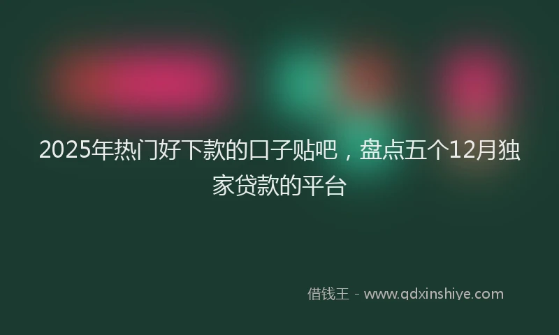2025年热门好下款的口子贴吧，盘点五个12月独家贷款的平台