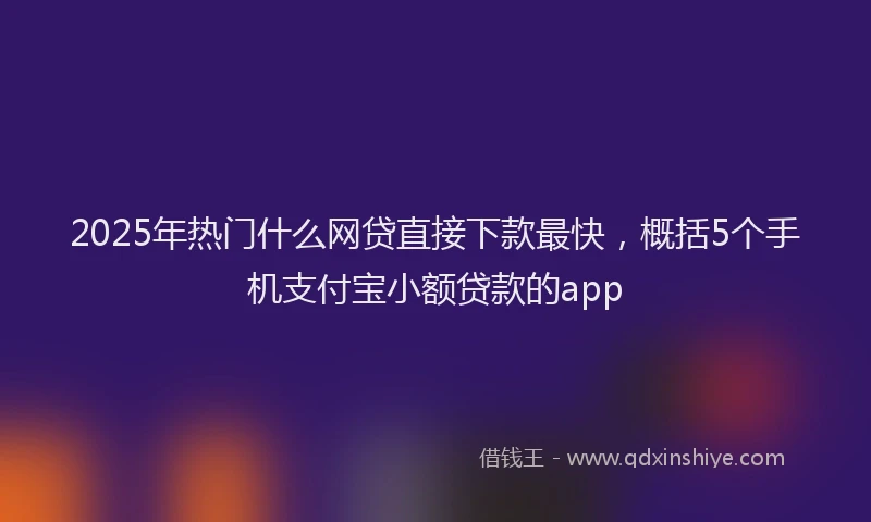 2025年热门什么网贷直接下款最快，概括5个手机支付宝小额贷款的app