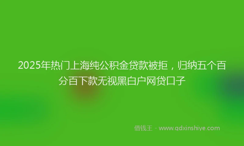 2025年热门上海纯公积金贷款被拒，归纳五个百分百下款无视黑白户网贷口子