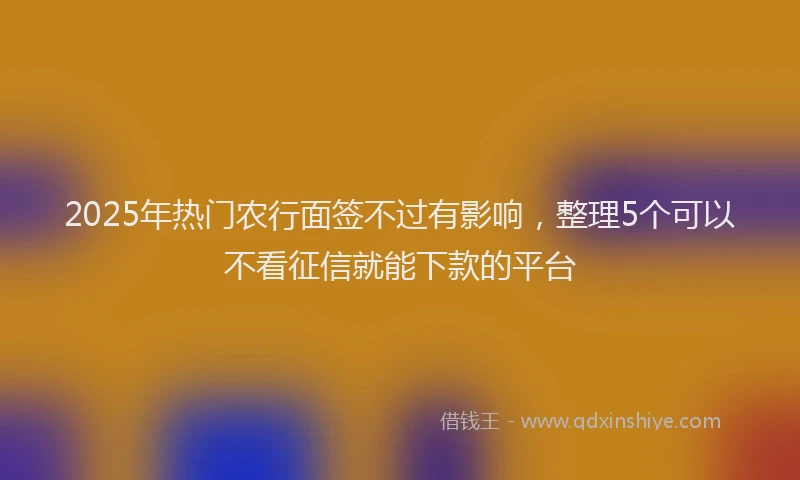 2025年热门农行面签不过有影响，整理5个可以不看征信就能下款的平台