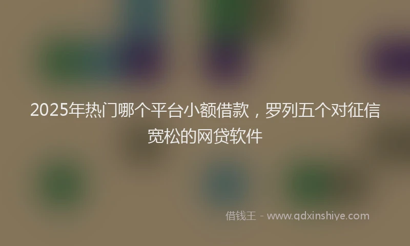 2025年热门哪个平台小额借款，罗列五个对征信宽松的网贷软件