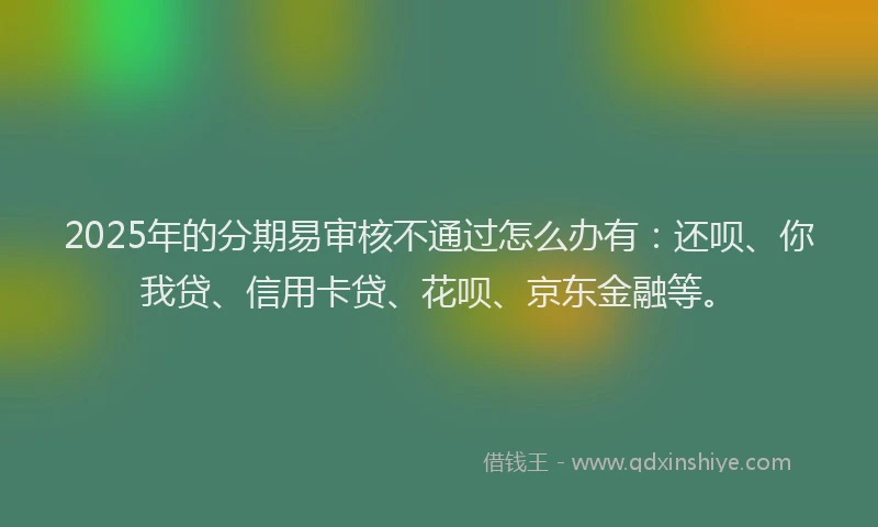 2025年的分期易审核不通过怎么办有：还呗、你我贷、信用卡贷、花呗、京东金融等。