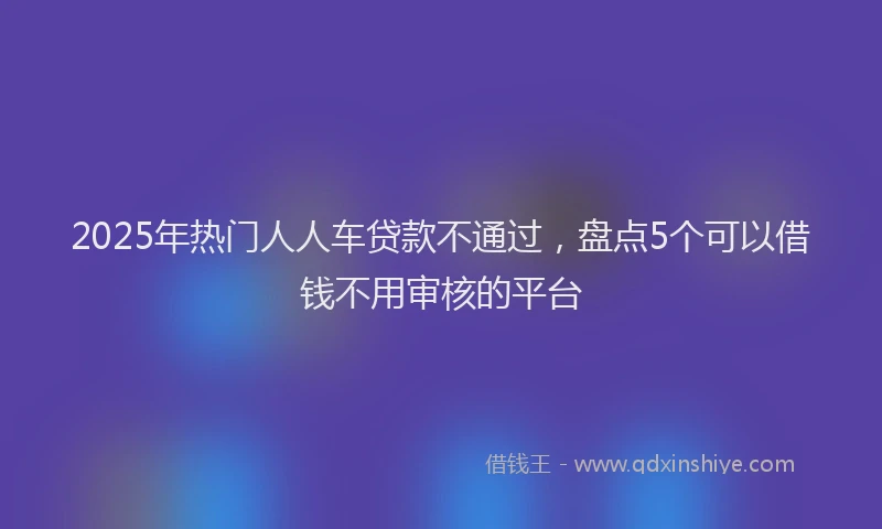 2025年热门人人车贷款不通过，盘点5个可以借钱不用审核的平台