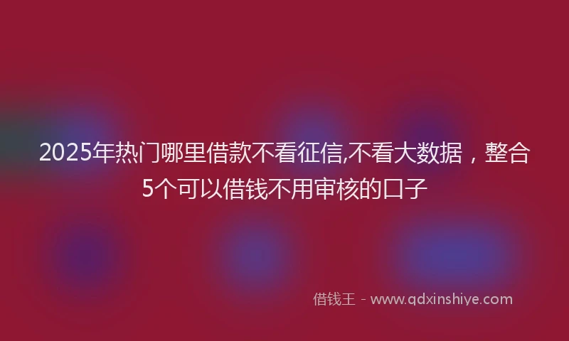 2025年热门哪里借款不看征信,不看大数据，整合5个可以借钱不用审核的口子