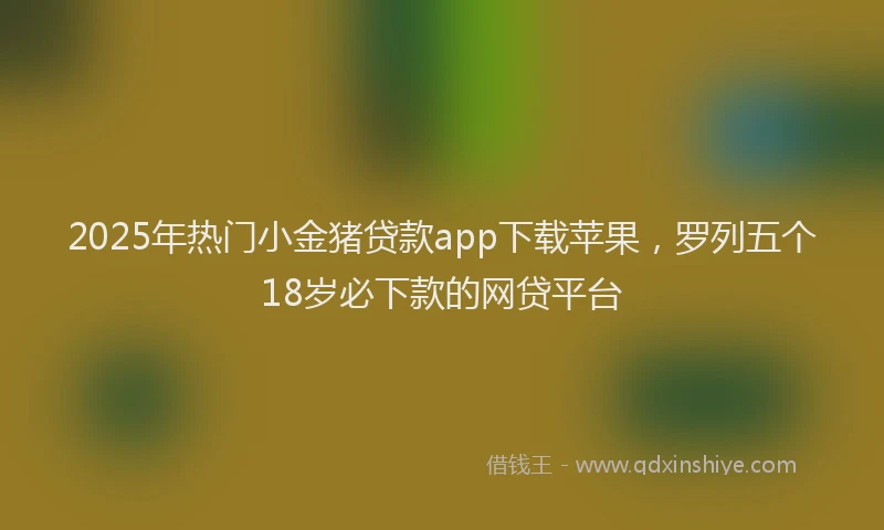 2025年热门小金猪贷款app下载苹果,罗列五个18岁必下款的网贷平台