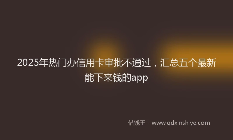 2025年热门办信用卡审批不通过，汇总五个最新能下来钱的app