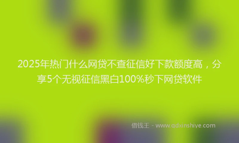 2025年热门什么网贷不查征信好下款额度高，分享5个无视征信黑白100%秒下网贷软件