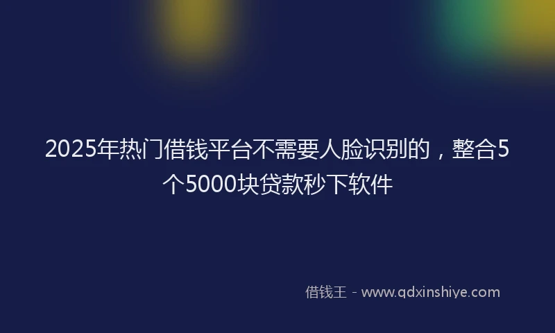 2025年热门借钱平台不需要人脸识别的，整合5个5000块贷款秒下软件