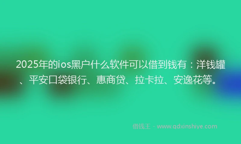2025年的ios黑户什么软件可以借到钱有：洋钱罐、平安口袋银行、惠商贷、拉卡拉、安逸花等。