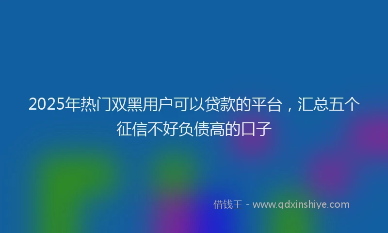 2025年热门双黑用户可以贷款的平台，汇总五个征信不好负债高的口子
