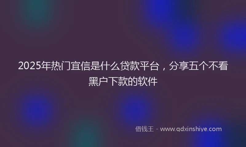 2025年热门宜信是什么贷款平台，分享五个不看黑户下款的软件
