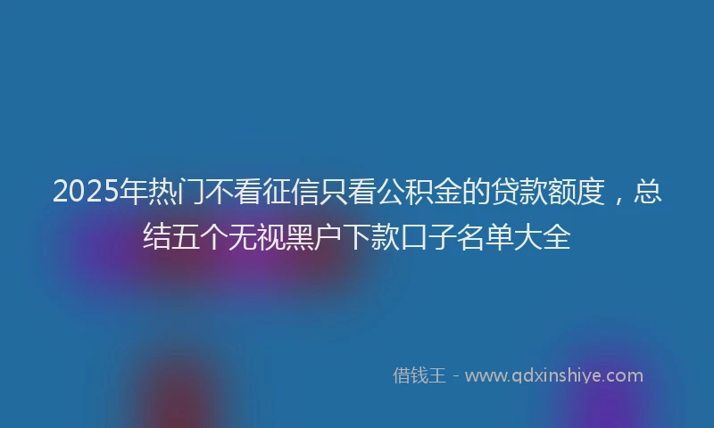 2025年热门不看征信只看公积金的贷款额度，总结五个无视黑户下款口子名单大全