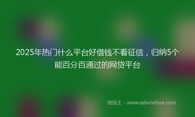 2025年热门什么平台好借钱不看征信，归纳5个能百分百通过的网贷平台