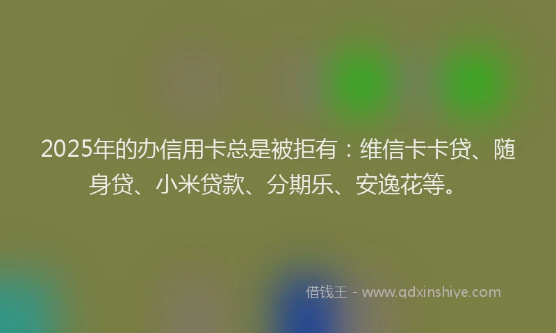 2025年的办信用卡总是被拒有：维信卡卡贷、随身贷、小米贷款、分期乐、安逸花等。