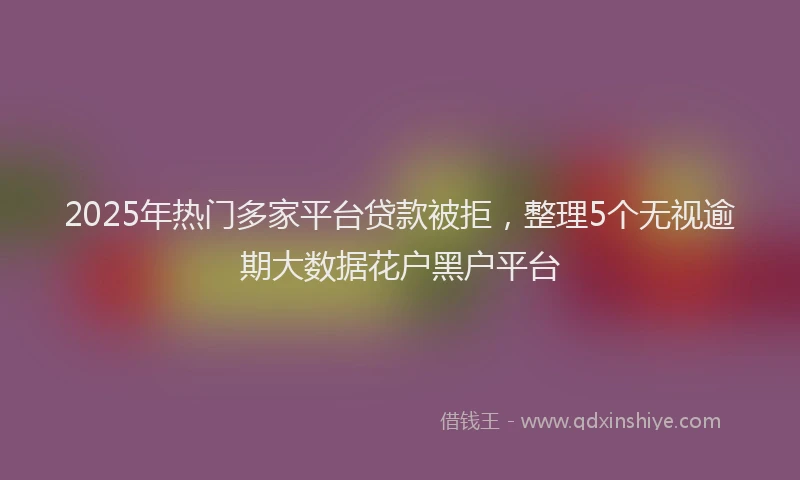 2025年热门多家平台贷款被拒，整理5个无视逾期大数据花户黑户平台