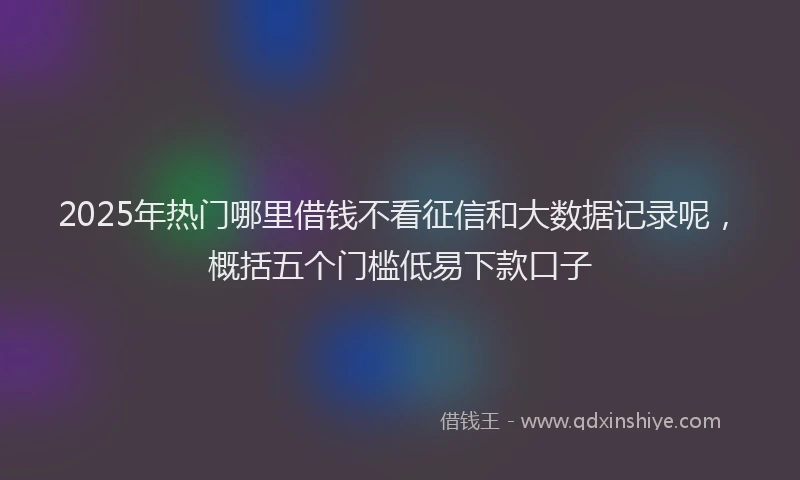 2025年热门哪里借钱不看征信和大数据记录呢，概括五个门槛低易下款口子