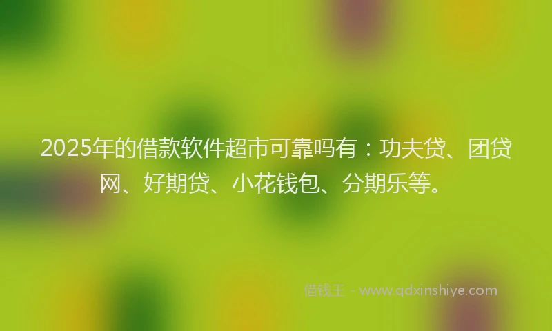 2025年的借款软件超市可靠吗有：功夫贷、团贷网、好期贷、小花钱包、分期乐等。