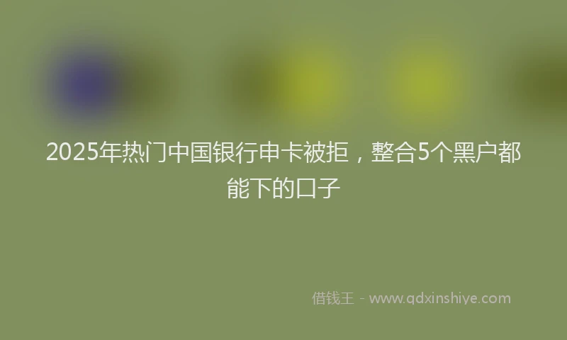 2025年热门中国银行申卡被拒，整合5个黑户都能下的口子