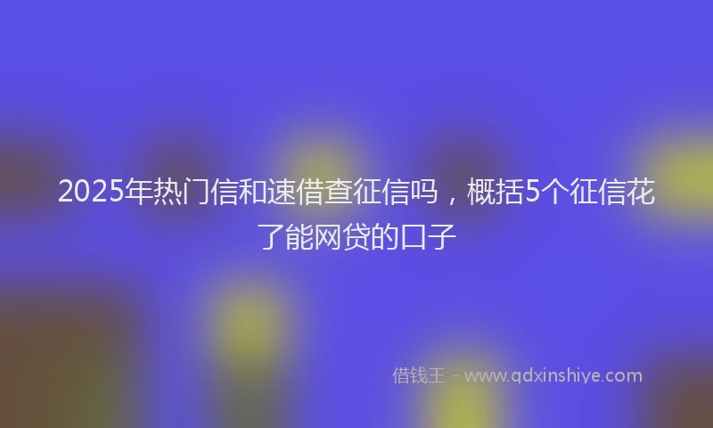 2025年热门信和速借查征信吗，概括5个征信花了能网贷的口子