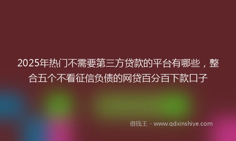 2025年热门不需要第三方贷款的平台有哪些，整合五个不看征信负债的网贷百分百下款口子