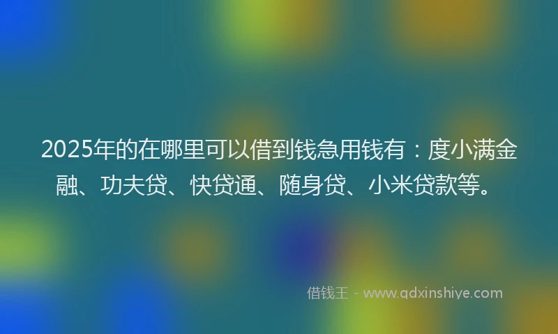2025年的在哪里可以借到钱急用钱有：度小满金融、功夫贷、快贷通、随身贷、小米贷款等。