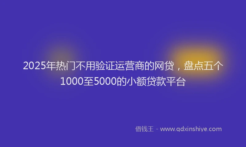 2025年热门不用验证运营商的网贷，盘点五个1000至5000的小额贷款平台