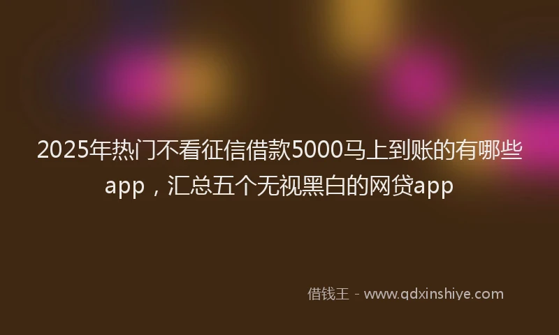 2025年热门不看征信借款5000马上到账的有哪些app，汇总五个无视黑白的网贷app