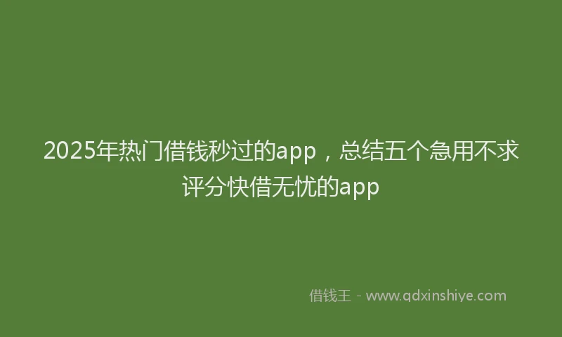 2025年热门借钱秒过的app，总结五个急用不求评分快借无忧的app