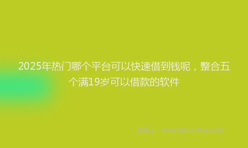 2025年热门哪个平台可以快速借到钱呢，整合五个满19岁可以借款的软件
