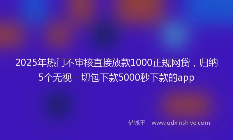 2025年热门不审核直接放款1000正规网贷，归纳5个无视一切包下款5000秒下款的app