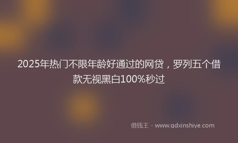 2025年热门不限年龄好通过的网贷，罗列五个借款无视黑白100%秒过