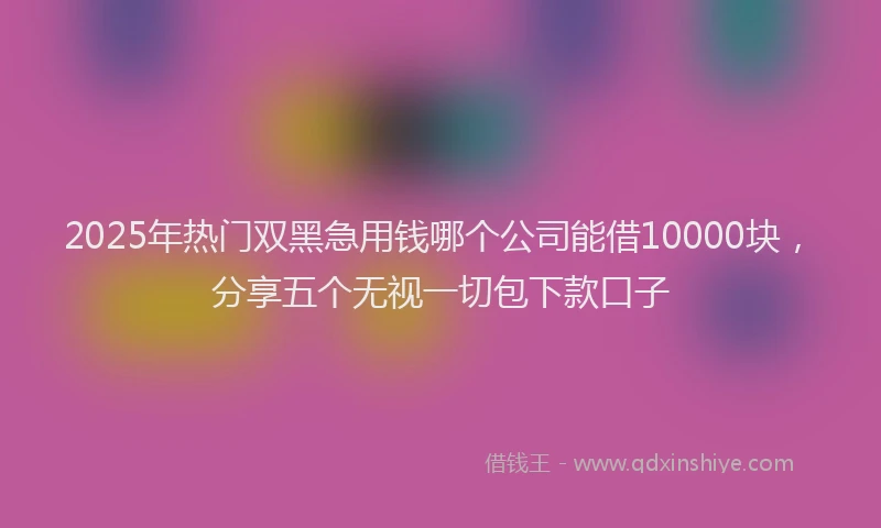 2025年热门双黑急用钱哪个公司能借10000块，分享五个无视一切包下款口子