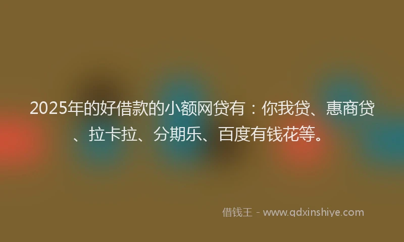 2025年的好借款的小额网贷有：你我贷、惠商贷、拉卡拉、分期乐、百度有钱花等。