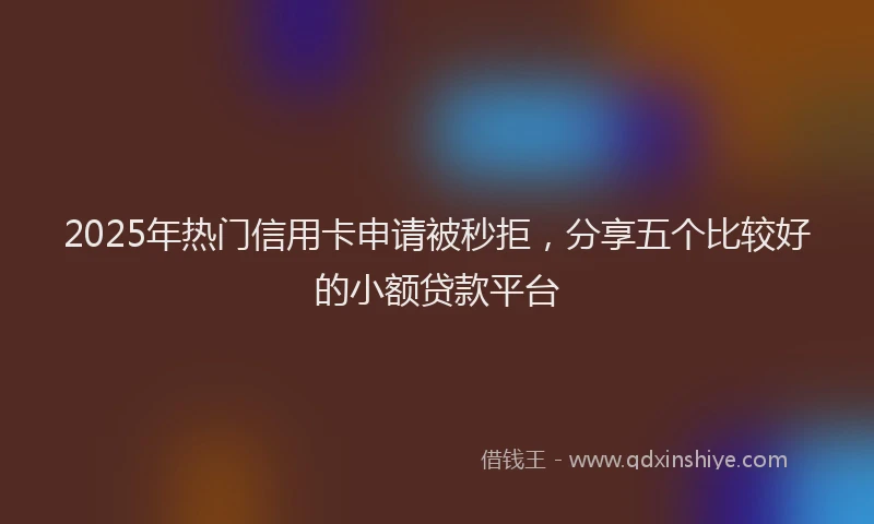 2025年热门信用卡申请被秒拒，分享五个比较好的小额贷款平台