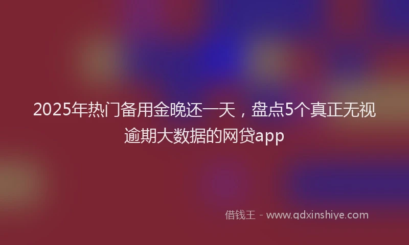 2025年热门备用金晚还一天，盘点5个真正无视逾期大数据的网贷app