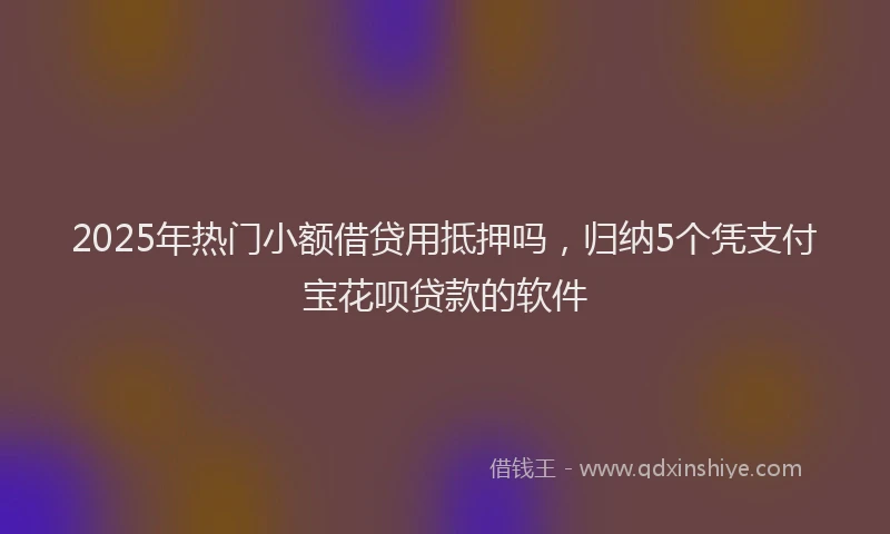 2025年热门小额借贷用抵押吗，归纳5个凭支付宝花呗贷款的软件