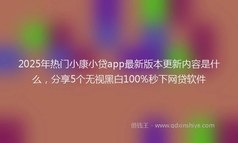 2025年热门小康小贷app最新版本更新内容是什么，分享5个无视黑白100%秒下网贷软件