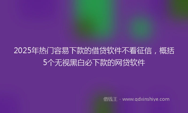 2025年热门容易下款的借贷软件不看征信，概括5个无视黑白必下款的网贷软件