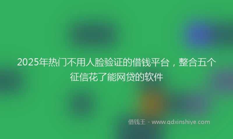 2025年热门不用人脸验证的借钱平台，整合五个征信花了能网贷的软件