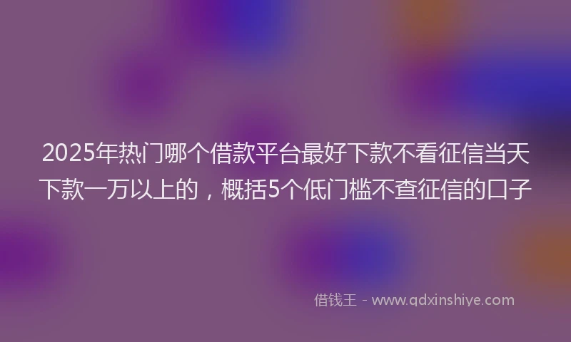 2025年热门哪个借款平台最好下款不看征信当天下款一万以上的，概括5个低门槛不查征信的口子