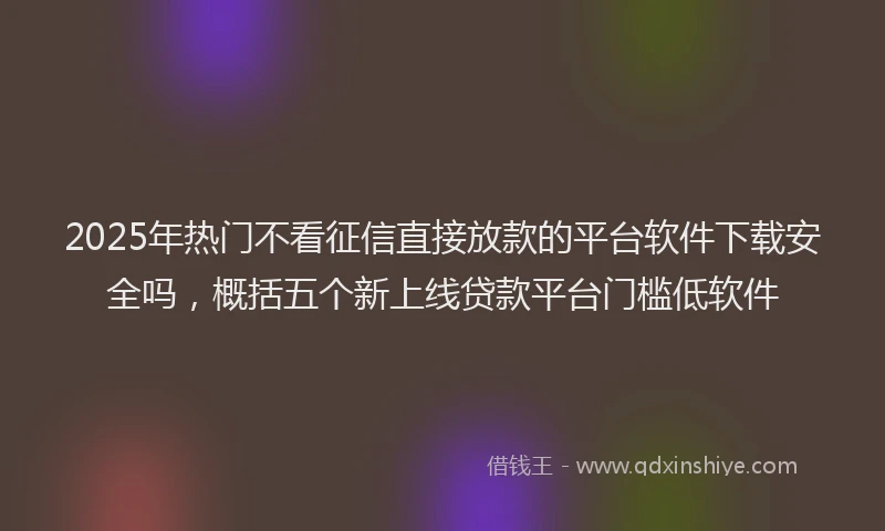 2025年热门不看征信直接放款的平台软件下载安全吗，概括五个新上线贷款平台门槛低软件