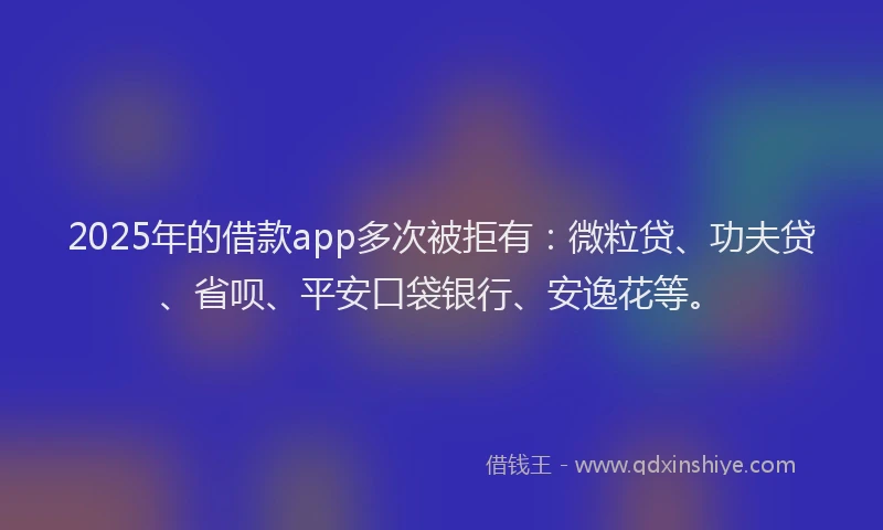 2025年的借款app多次被拒有：微粒贷、功夫贷、省呗、平安口袋银行、安逸花等。